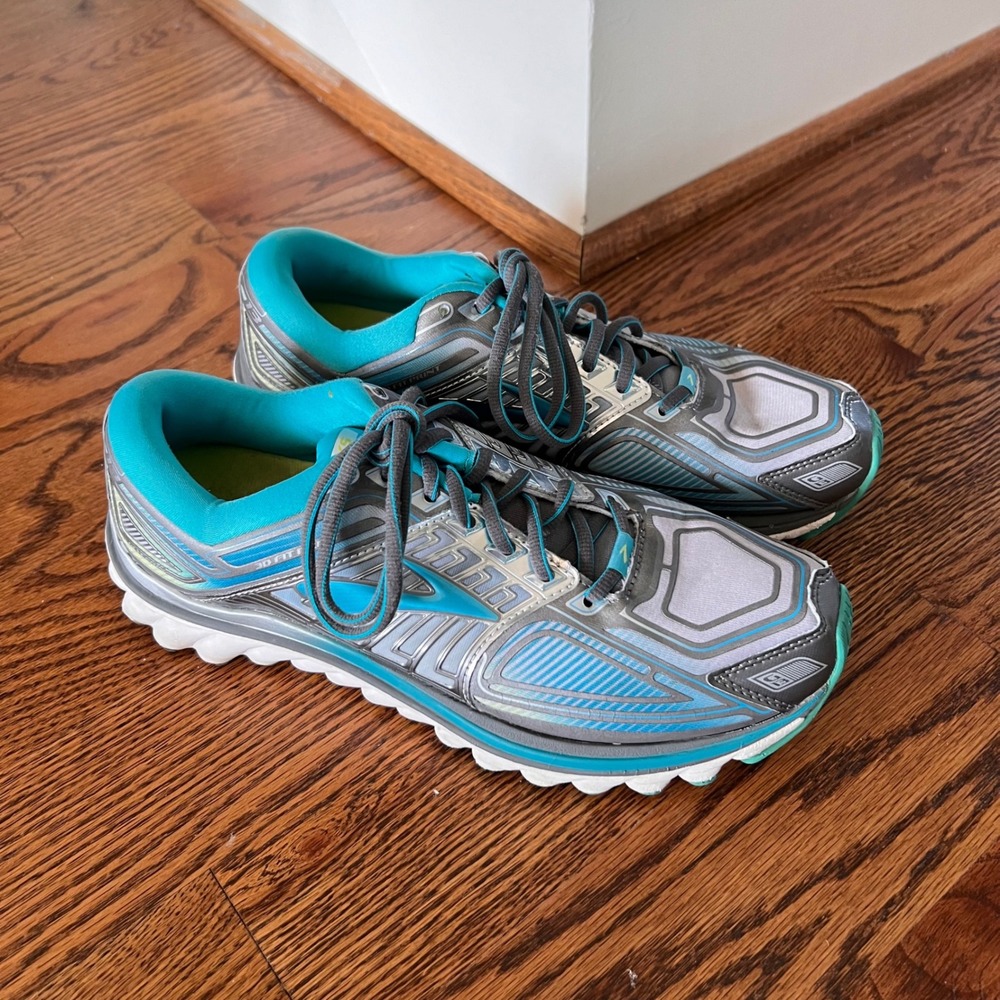 Brooks Glycerin 13 Womens 10 Running Shoes Teal Silver Sneakers 1201971B030 - Picture 2 of 14